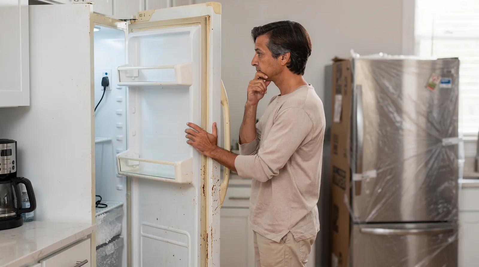 If a refrigerator is more than halfway through its expected lifespan and repair costs exceed