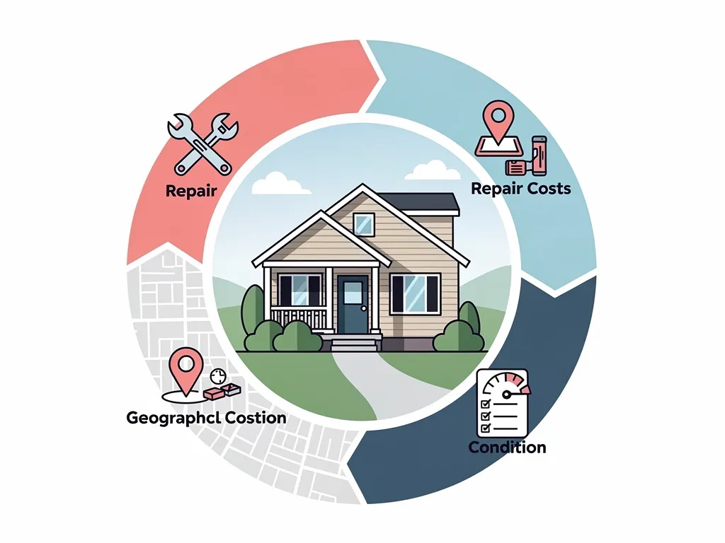 Home exterior condition and repair costs affecting offer value