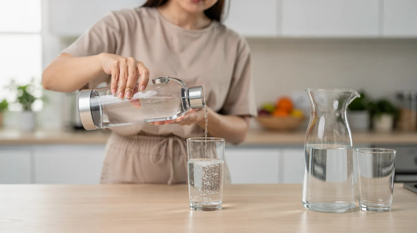 General daily water intake guidance falls between one and three liters, which serves as