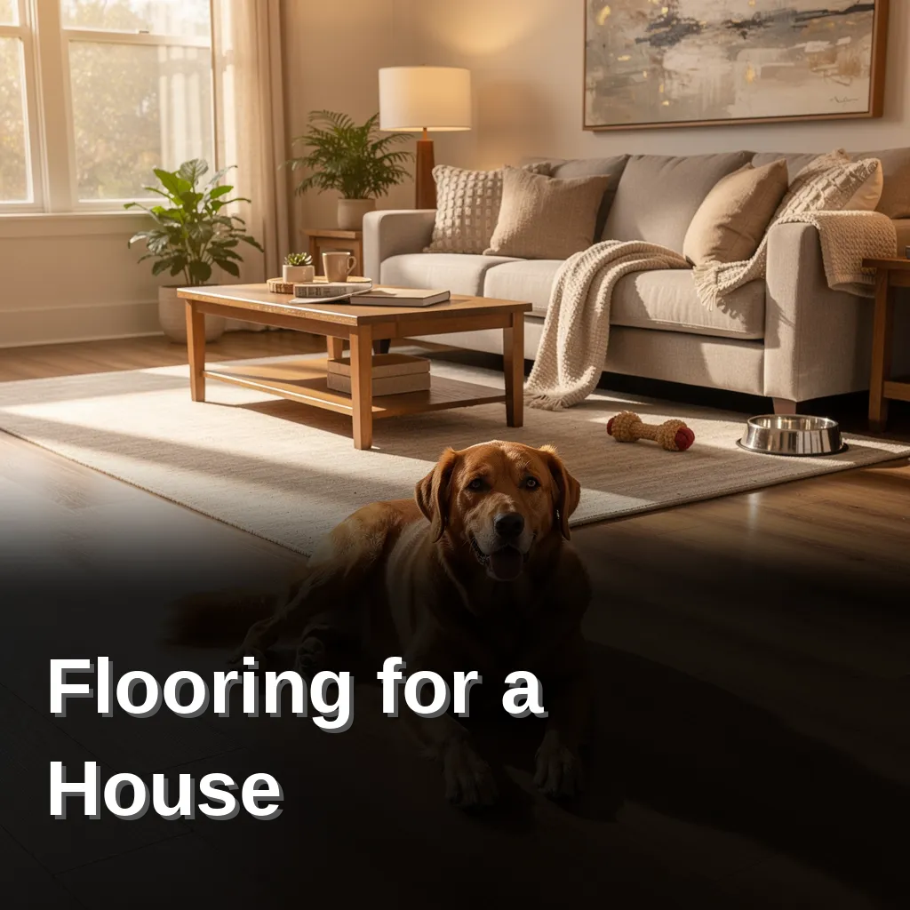 Dog resting on scratch-resistant, water-resistant flooring in a living room