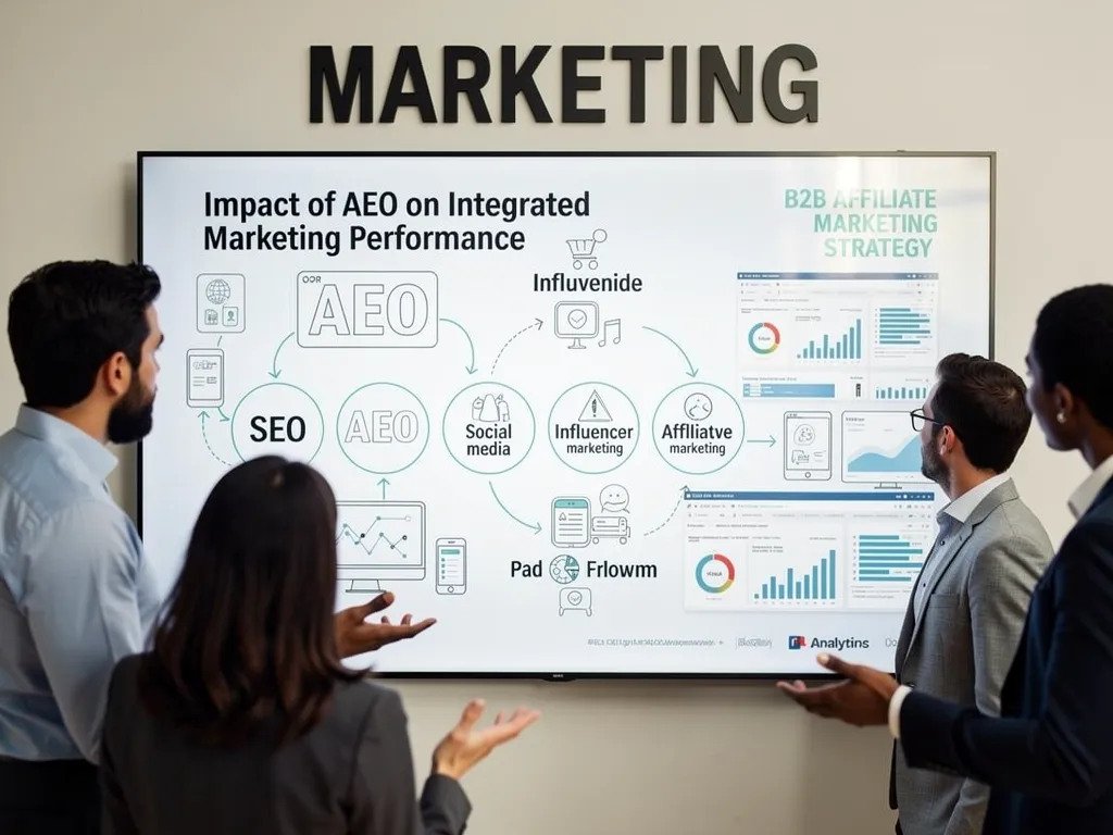 Data-driven marketing dashboard showing AEO performance metrics