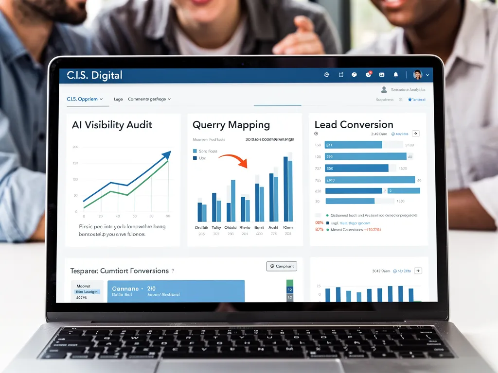 Dashboard showing AI visibility audit and lead generation performance metrics