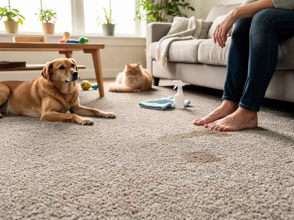 Soft stain-resistant carpet ideal for pet-friendly bedrooms
