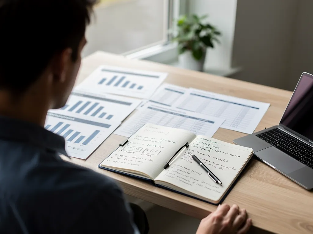 Professional reviewing salary benchmarking data and equity grant details