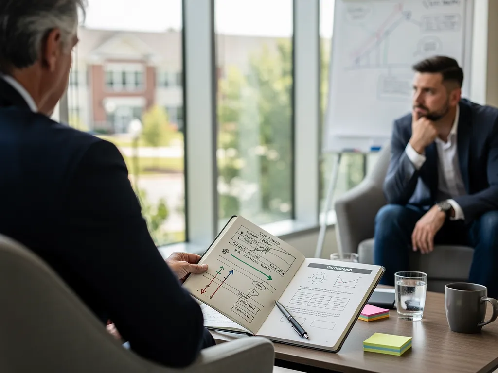 Client and coach discussing goals during a coaching session
