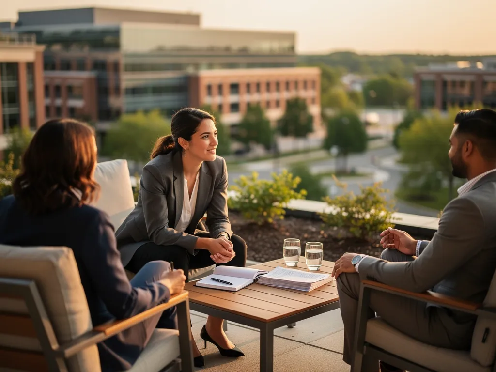 Happy client shaking hands with their career coach