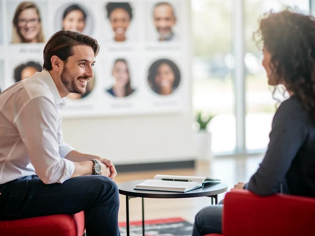 Coach reviewing a personalized client growth plan at a desk