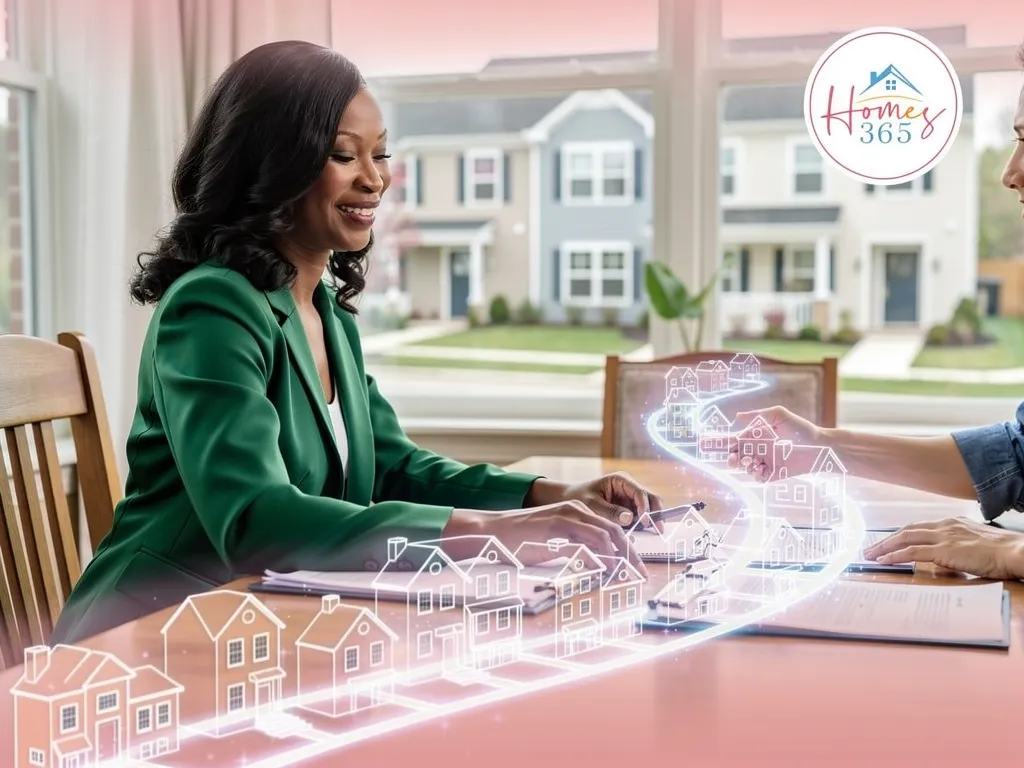 Real estate agent reviewing contract terms with clients at a desk