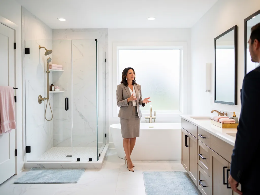 Renovated bathroom with new vanity and updated fixtures