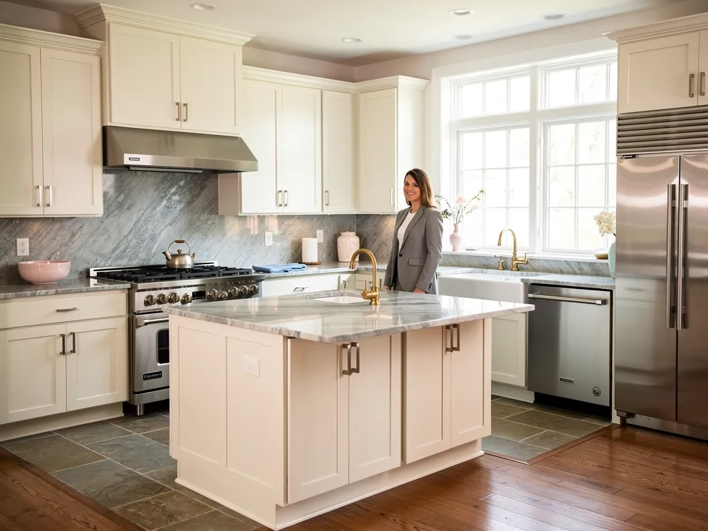 Modern kitchen with wood cabinets and stone countertops