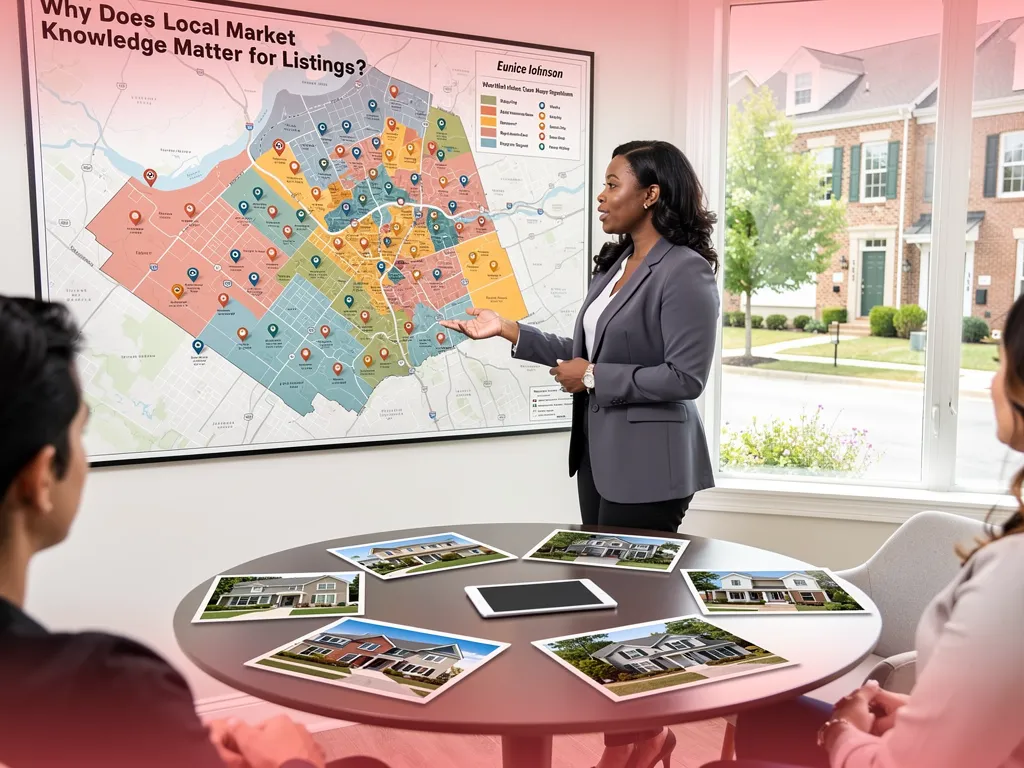 Local real estate agent studying Northern Virginia neighborhood market data