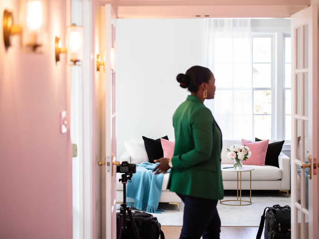 Agent doing a final walkthrough check before the listing photo shoot begins