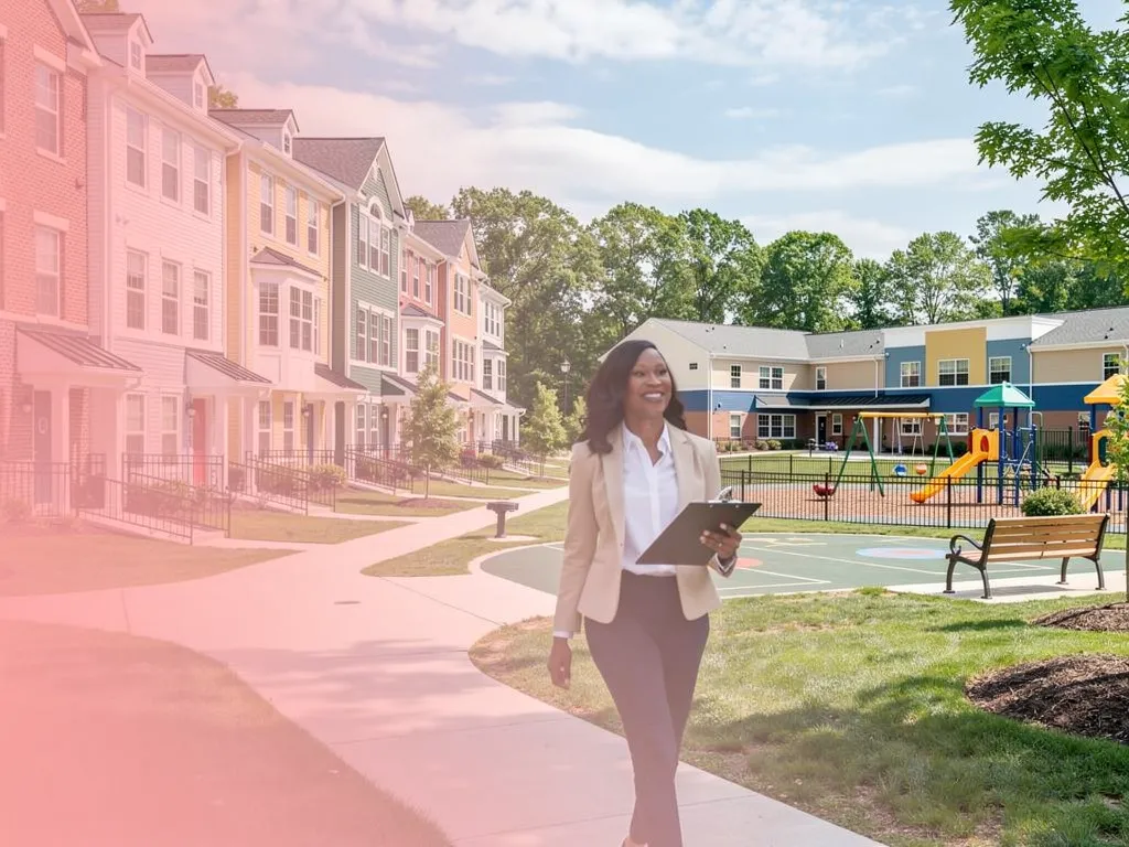 Alexandria VA neighborhood park and school near residential homes
