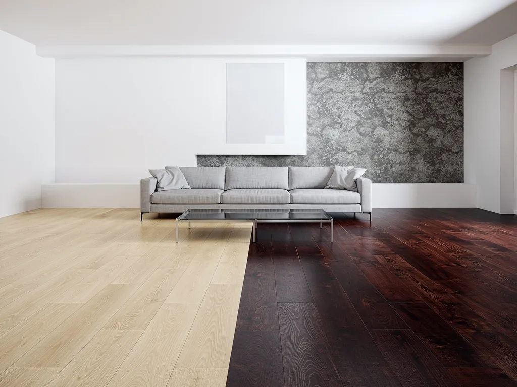 Light and dark hardwood flooring side by side in a Greensboro home