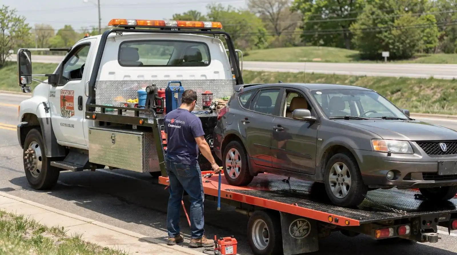 Roadside assistance typically covers common on-road issues such as flat tires, lockouts, jump starts
