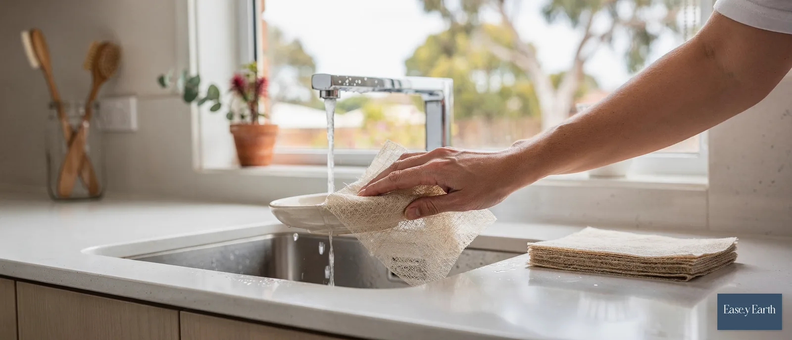 Easey Earth's dishwashing sheets use a plant-powered formula that effectively cleans without plastic bottles