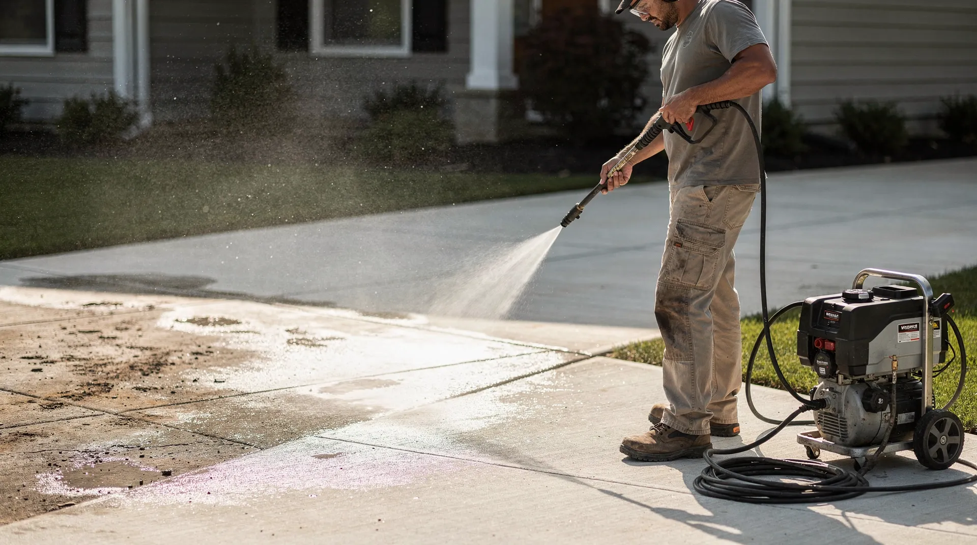 Pressure washing is reserved for stronger and more durable outdoor surfaces such as concrete.; Moss