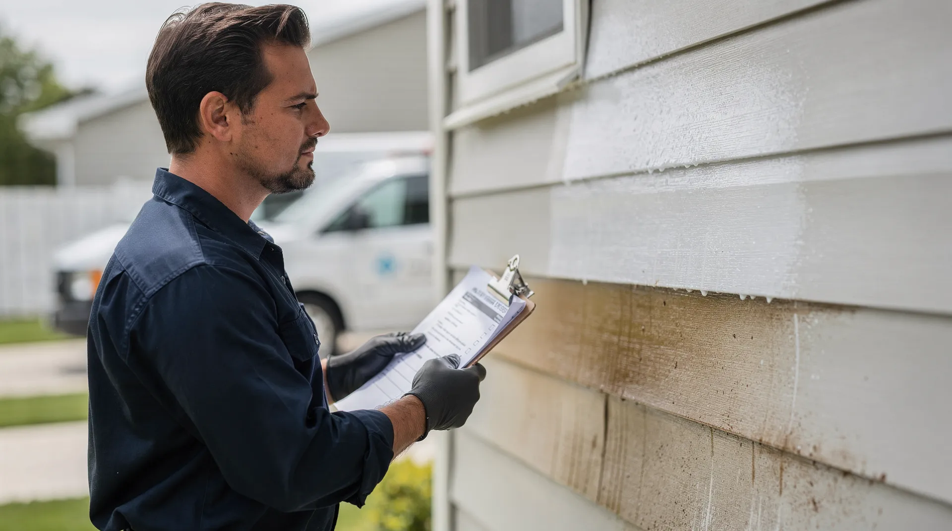Key factors when selecting an exterior cleaning company include whether they offer free estimates, carry