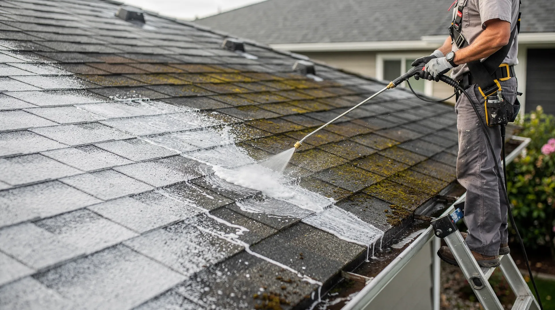 Moss growth on roofing and outdoor surfaces can cause accelerated wear and structural deterioration if
