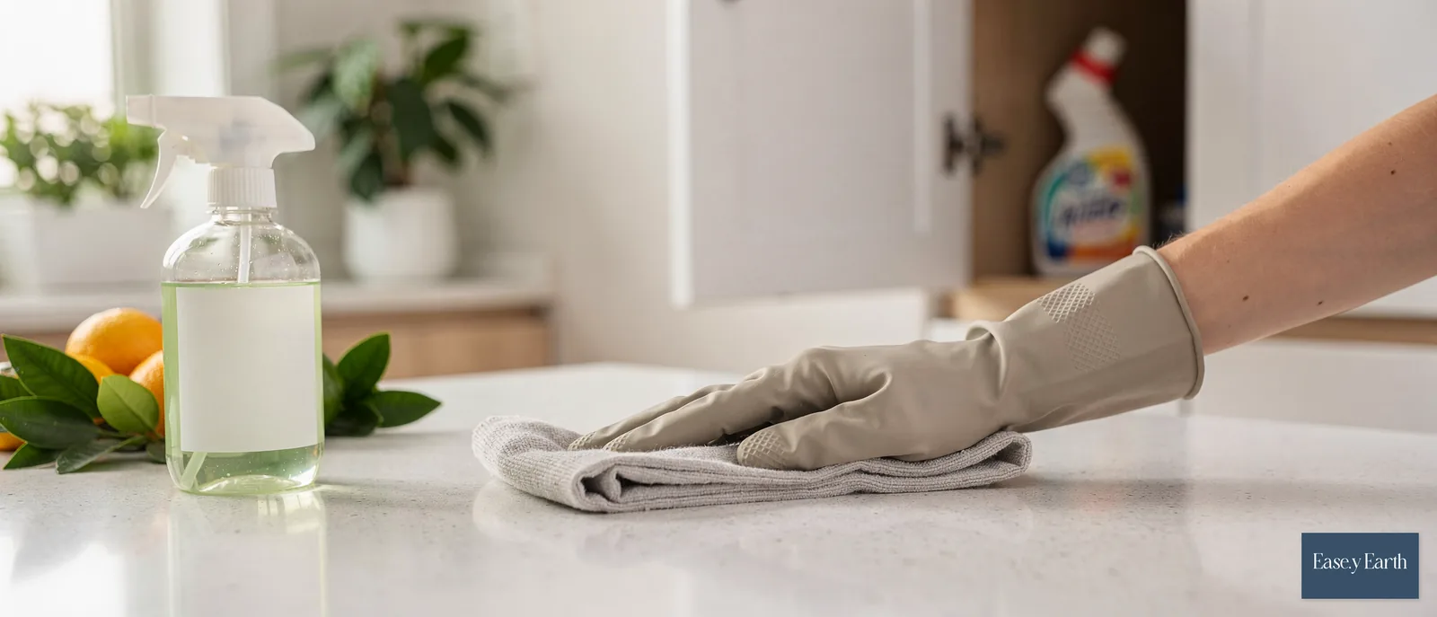 Plant-based cleaning solutions avoid plastic bottles and harsh chemicals.; The products are dermatologist tested
