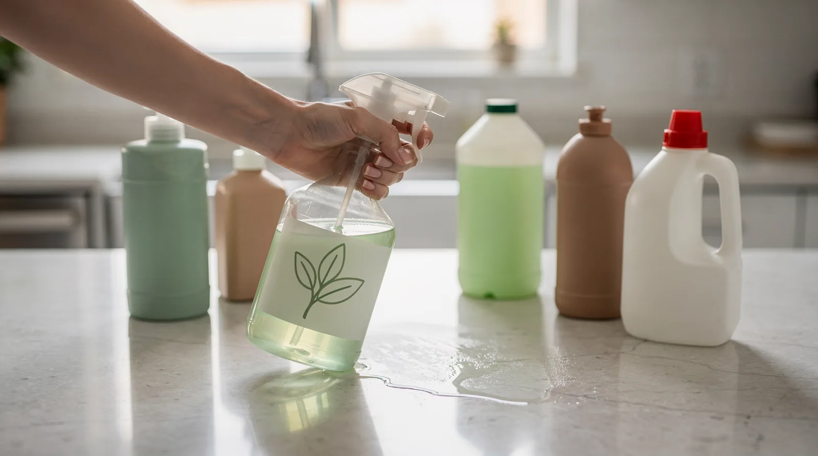 Special cleaners and disinfectants are generally not necessary for household cleaning.; Conventional cleaners often contain