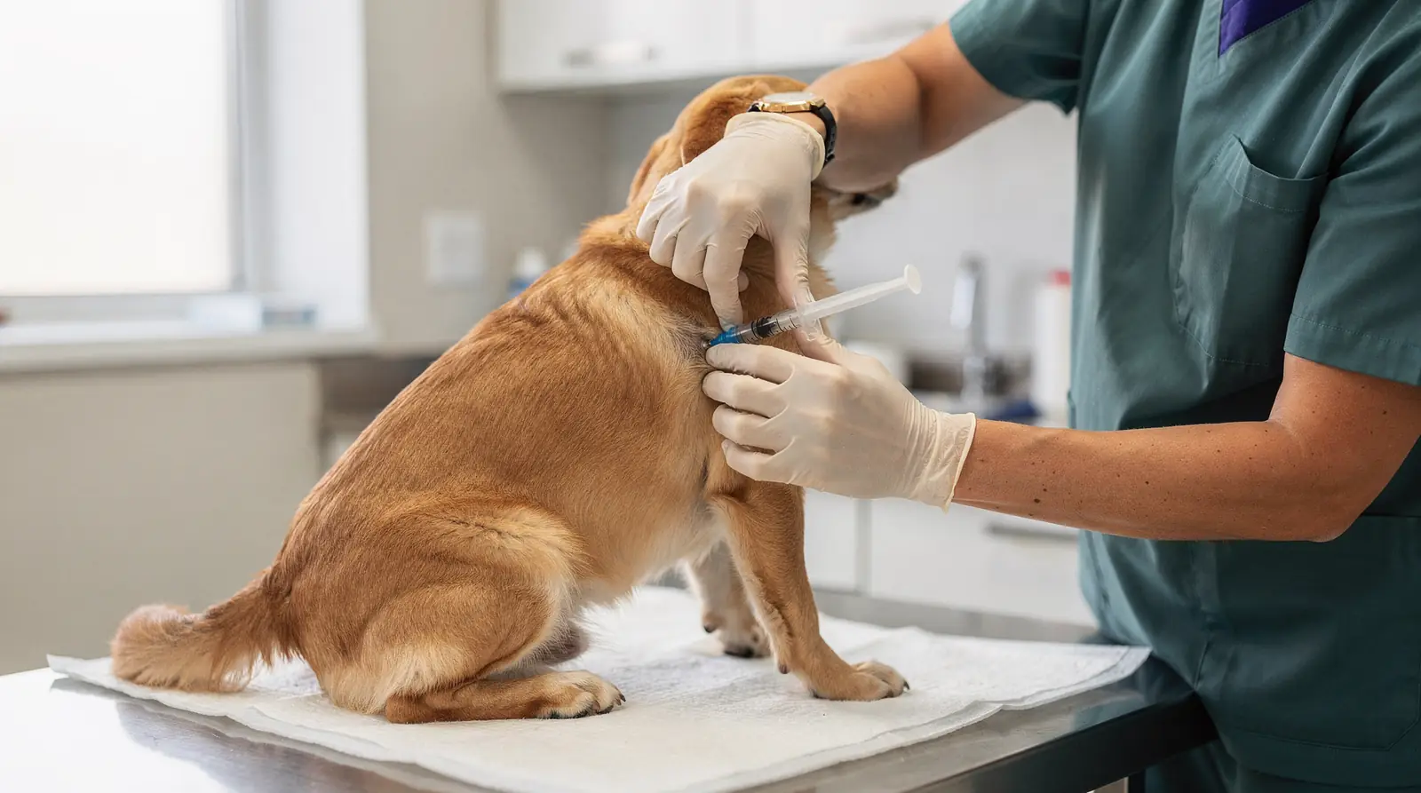 A microchip is a tiny device inserted just under the pet's skin in the shoulder