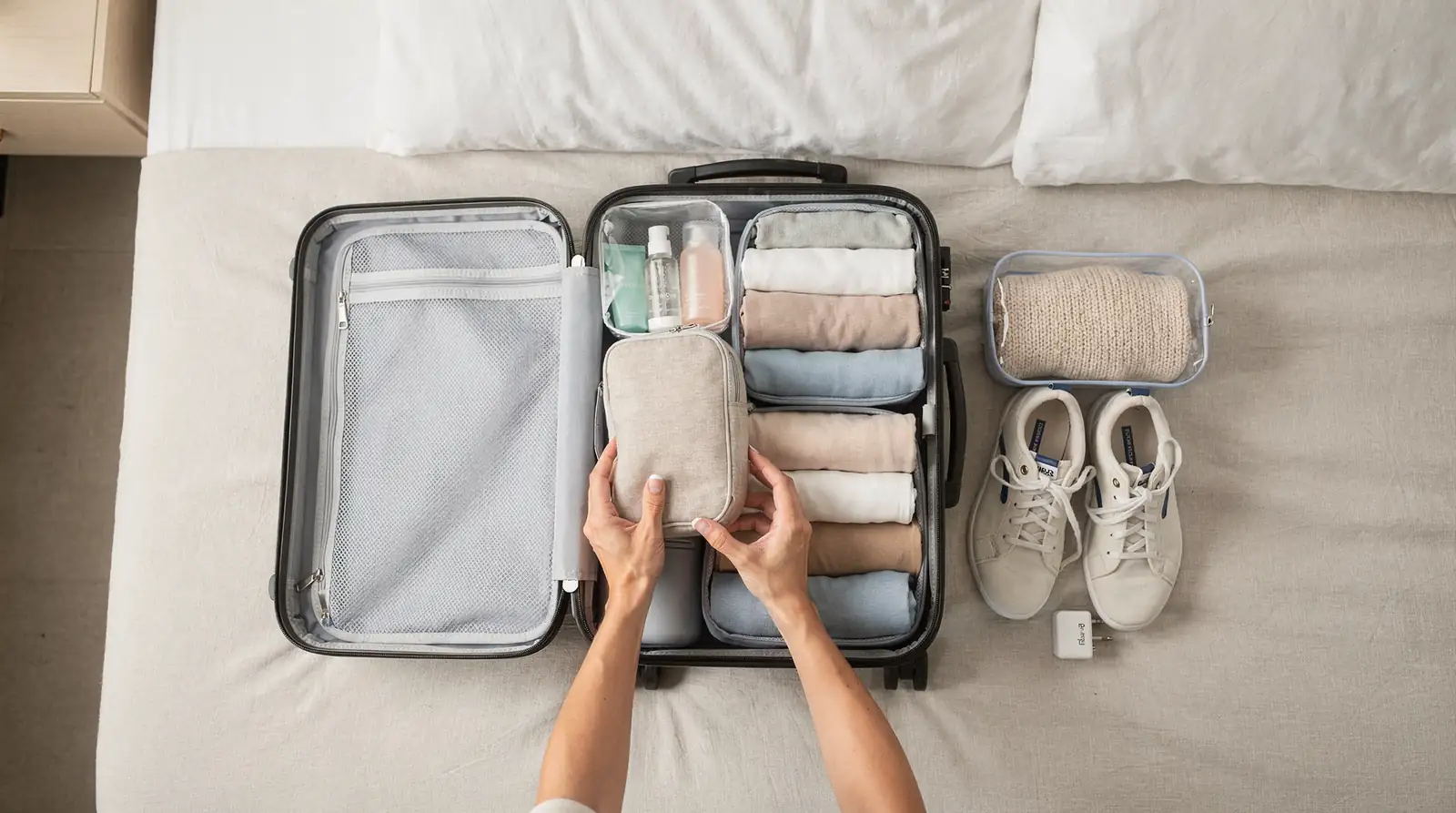 Airtight compression lets travelers fit 15 or more outfits into a single carry-on and skip