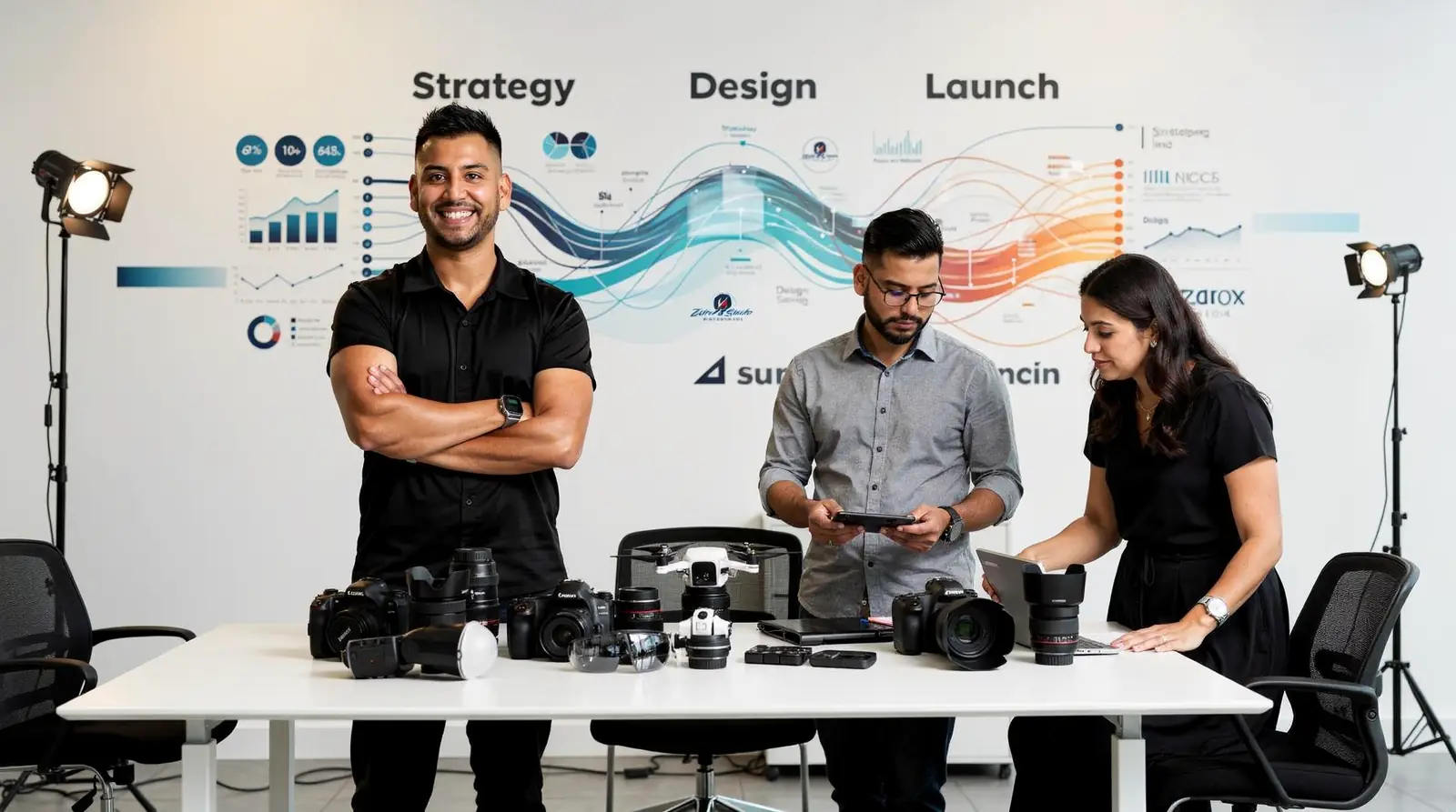 A structured engagement begins with discovery and strategy, moves through design and build, and continues