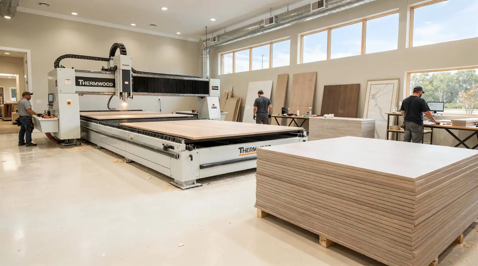 OZ's company-owned Bellmore facility uses a state-of-the-art Thermwood CNC router to build fully custom cabinetry