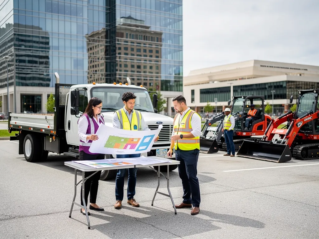 Government contractor preparing equipment in Arlington