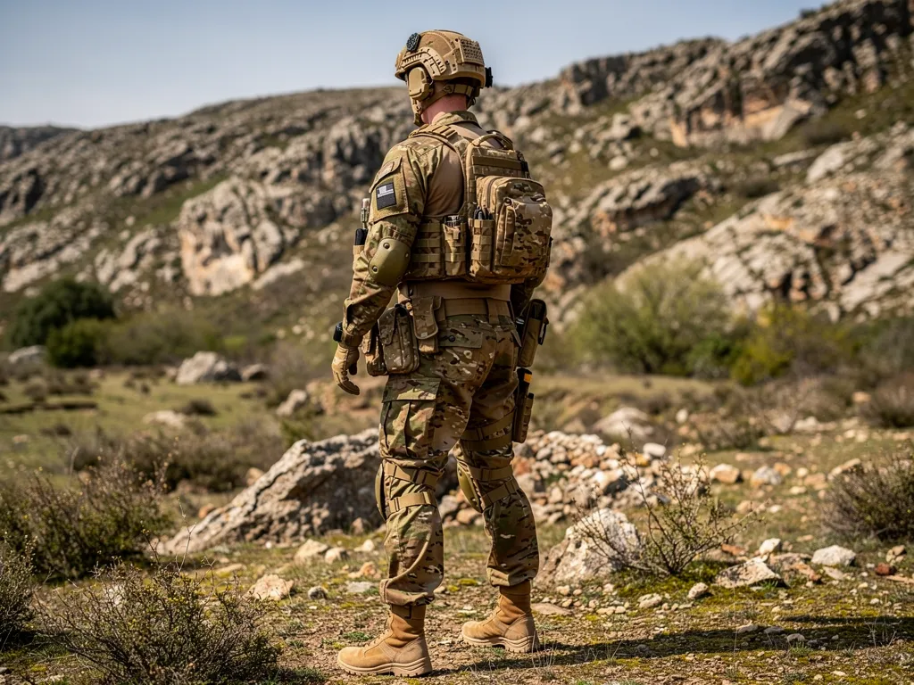 Multicam camouflage jacket worn by outdoor and military personnel