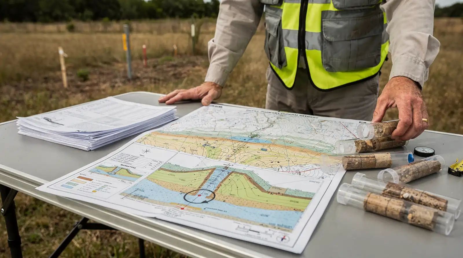 The process runs end-to-end, from a free property assessment through a desktop hydro-geological study