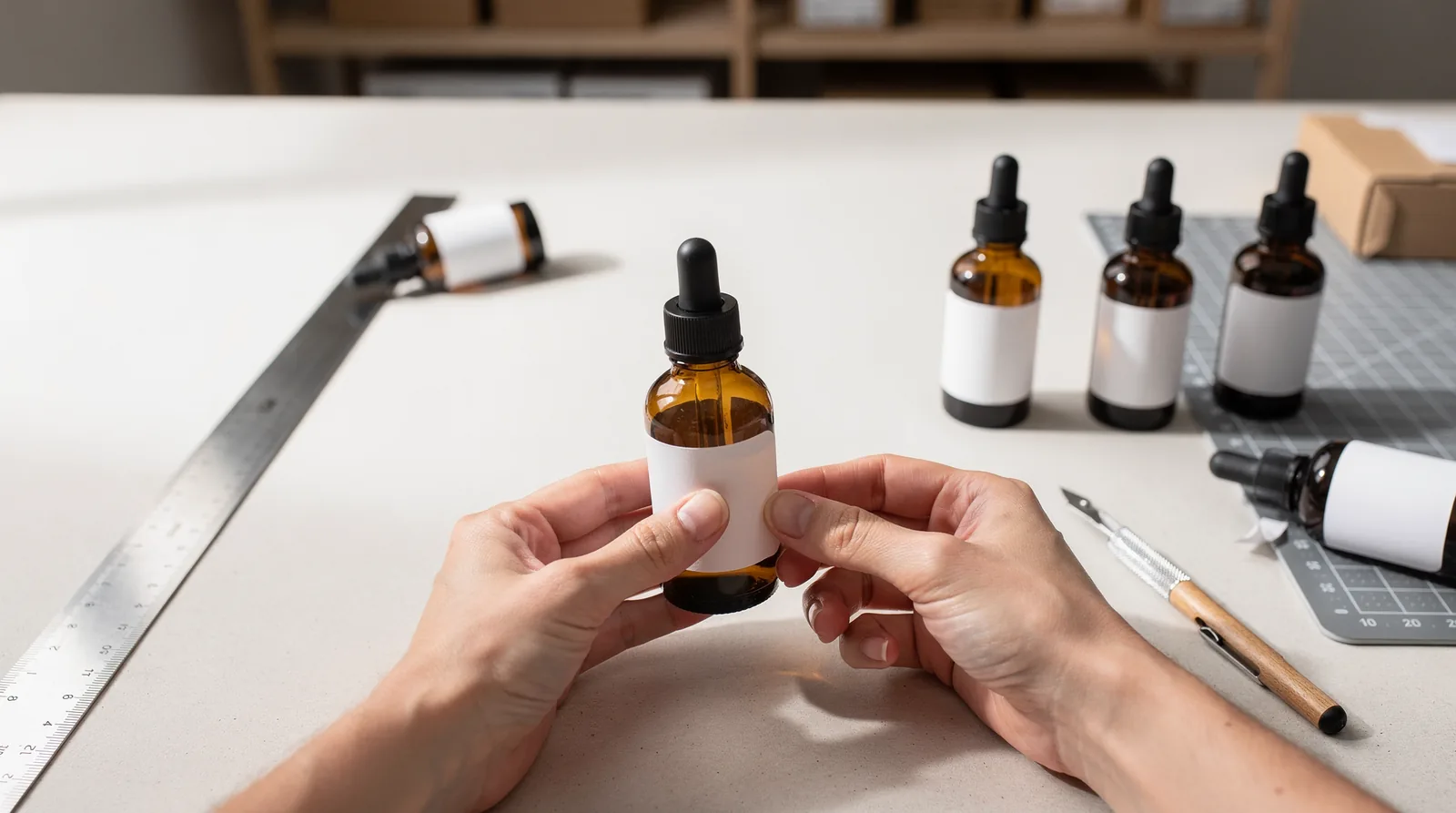 Standard dropper bottle dimensions determine the maximum usable label footprint