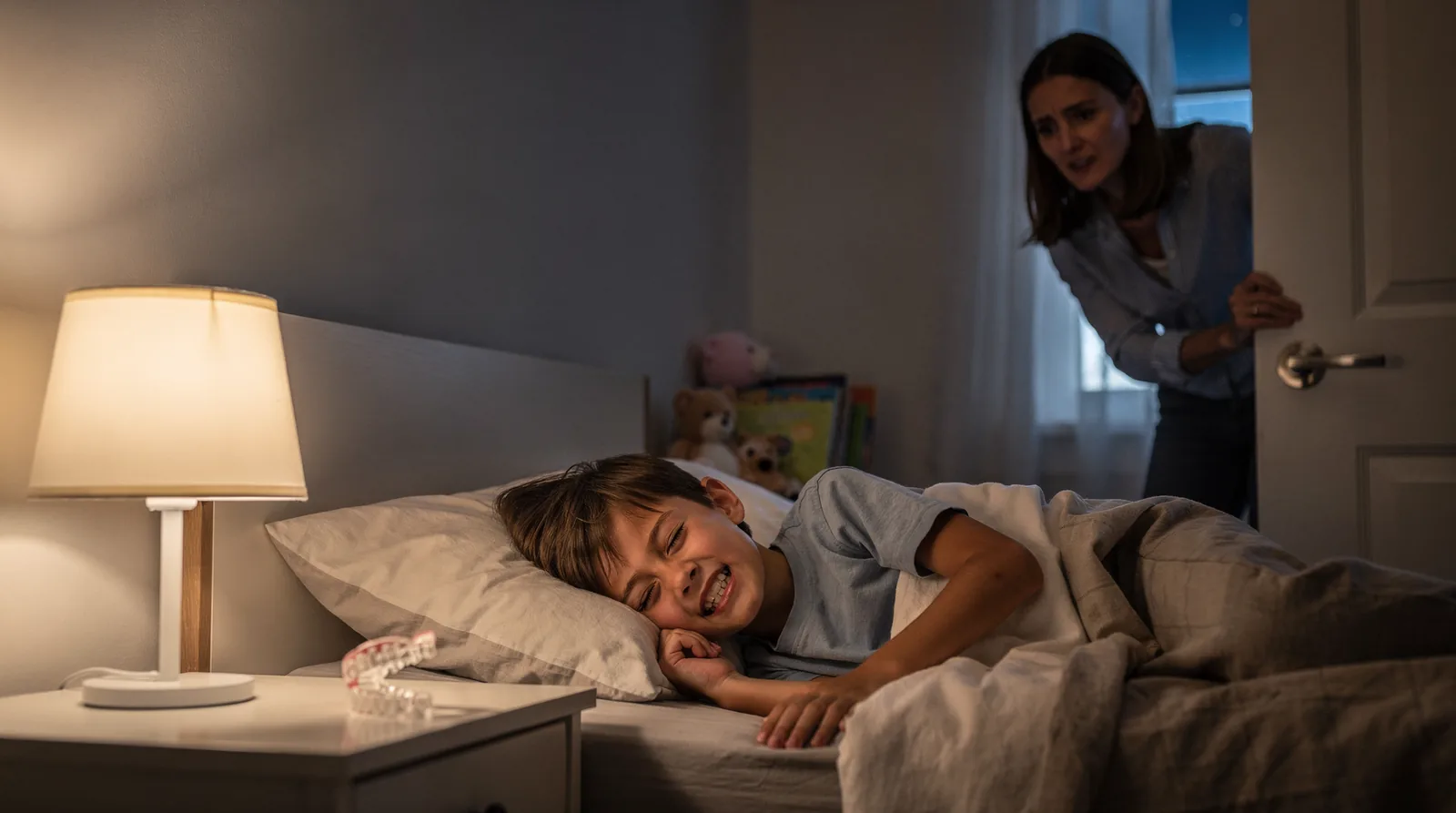 A child older than 6 who regularly wakes with a sore jaw or is teased