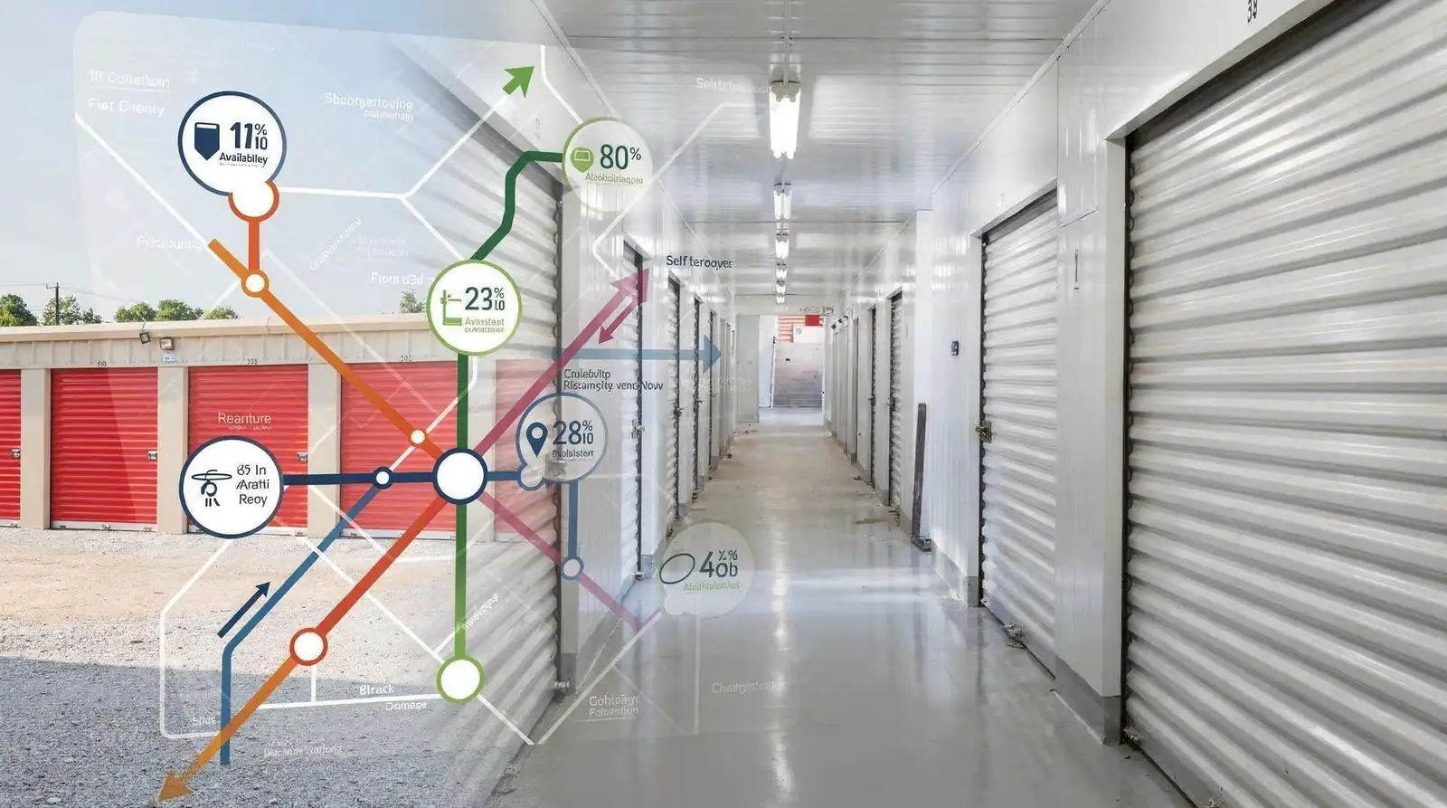 An interactive map allows renters to compare storage locations by location, distance, price, and availability
