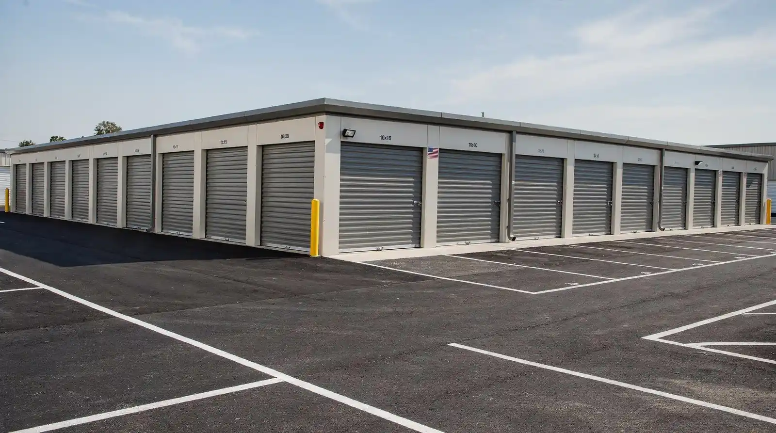 Common car storage sizes include 10x15, 10x20, 10x25, and 10x30, sized to vehicle length.; Most