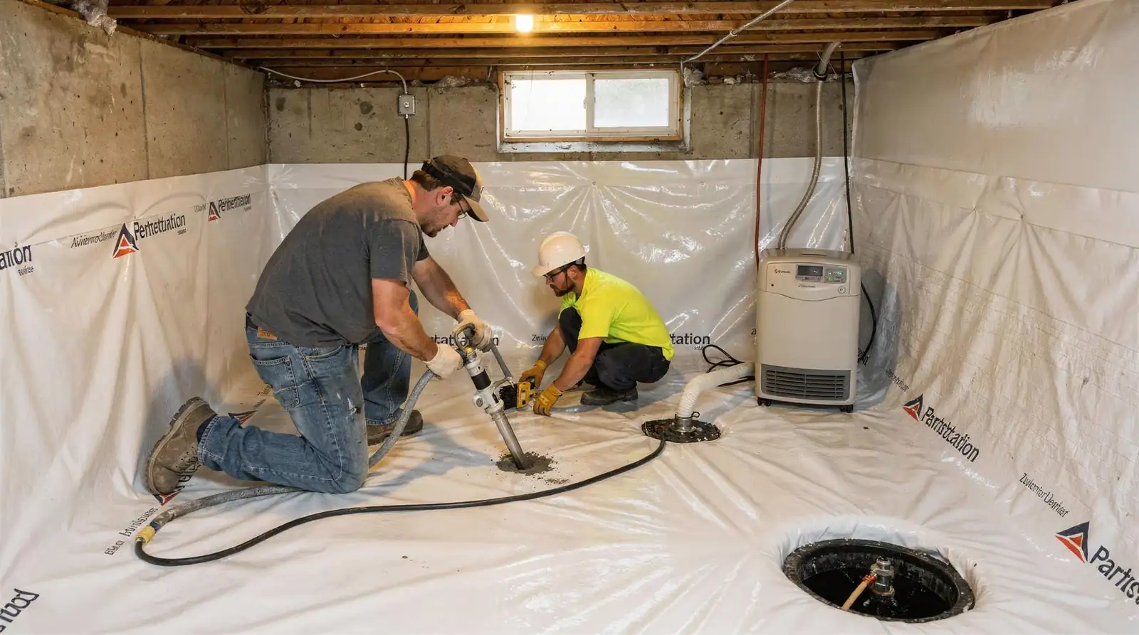 Encapsulation seals the crawl space floor, walls, and vents completely, unlike traditional vapor barrier setups