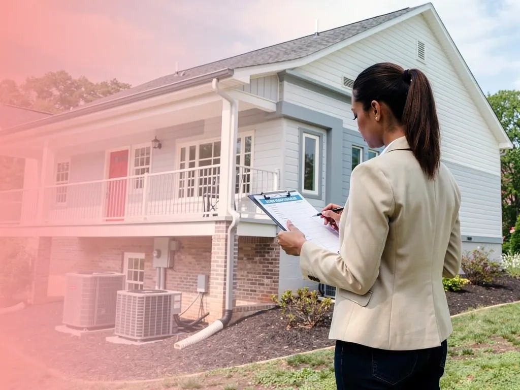 Licensed inspector examining a home's roof and foundation