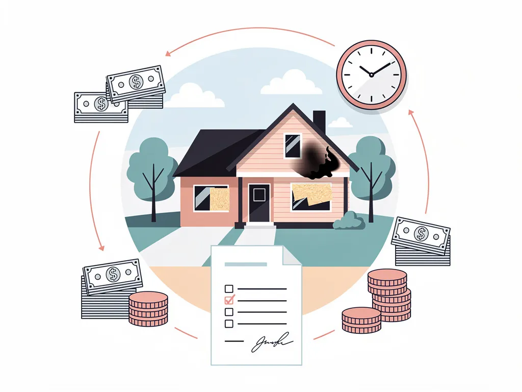 Insurance adjuster and homeowner reviewing a fire damage claim document