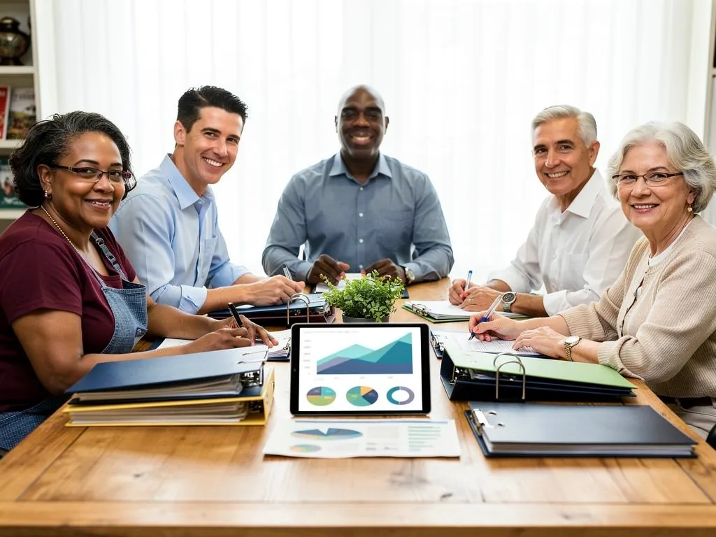 Family business owners reviewing long-term financial and succession plans