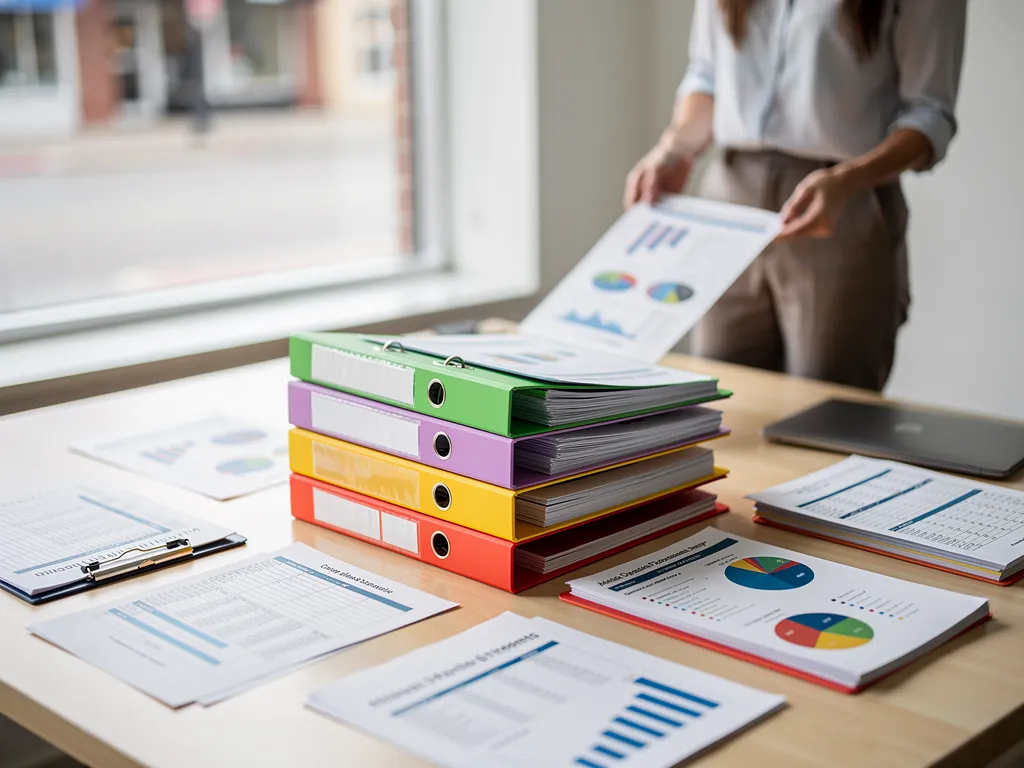 Financial statements and business plan organized in a lender-ready folder