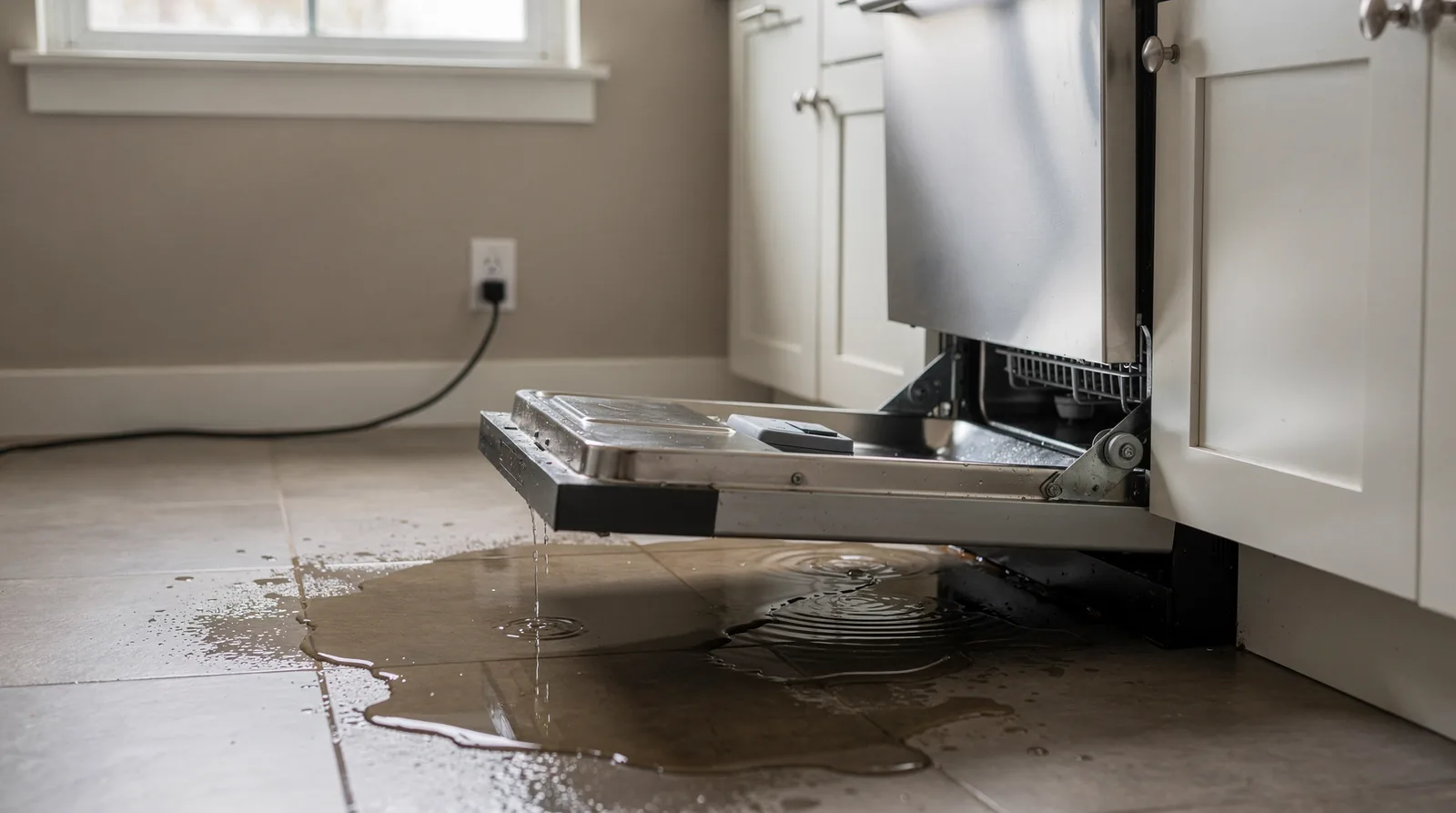 A leaking, warm, or non-cooling refrigerator qualifies as an emergency since repair covers household fridges
