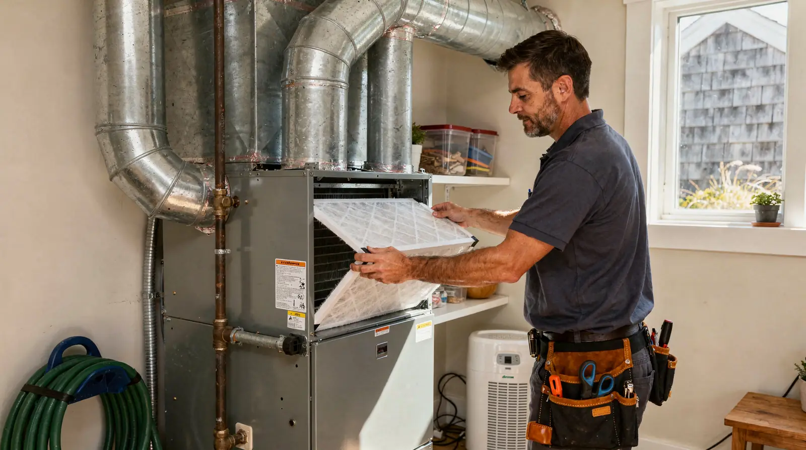 Inspecting for leaks and drips in plumbing and HVAC systems is a key maintenance step