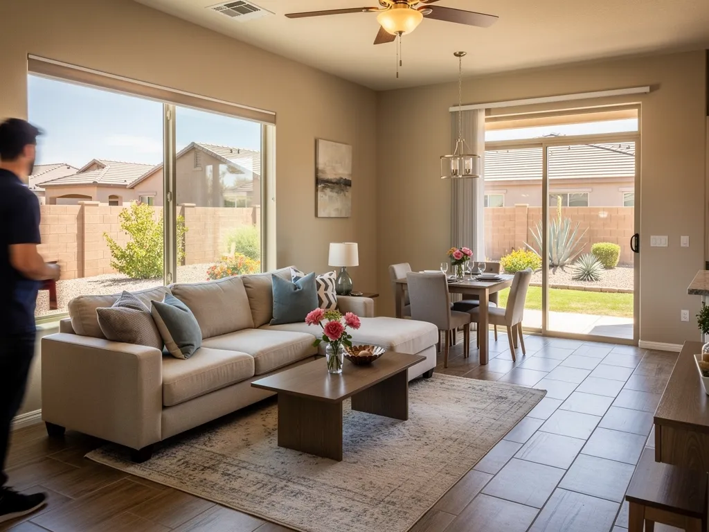 Professionally staged living room in a Peoria Arizona home prepared for sale