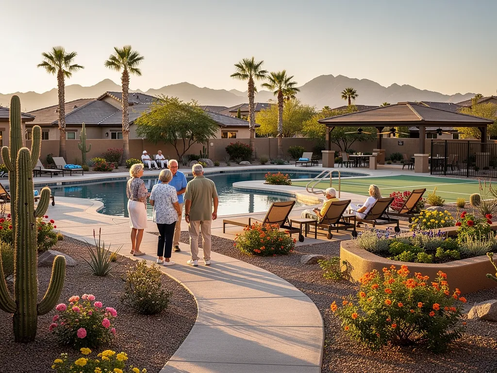 West Valley Arizona senior community amenities including pools, walking paths and social spaces