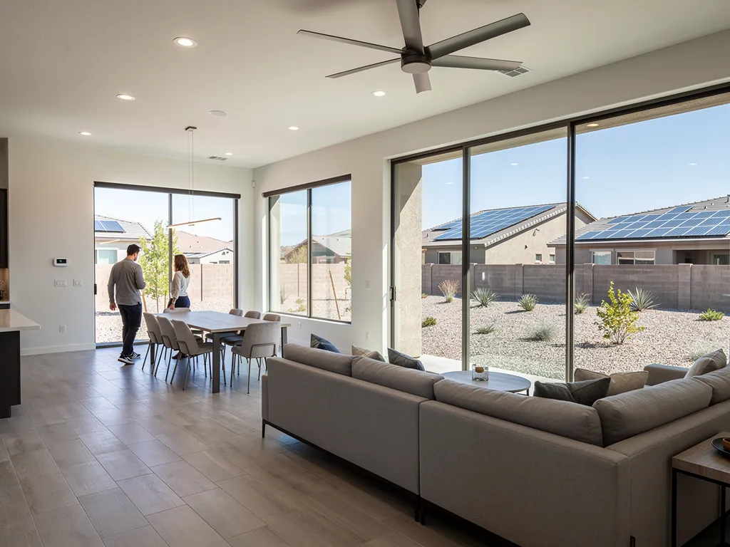 Energy efficient features in new construction West Valley Arizona homes including modern windows and insulation