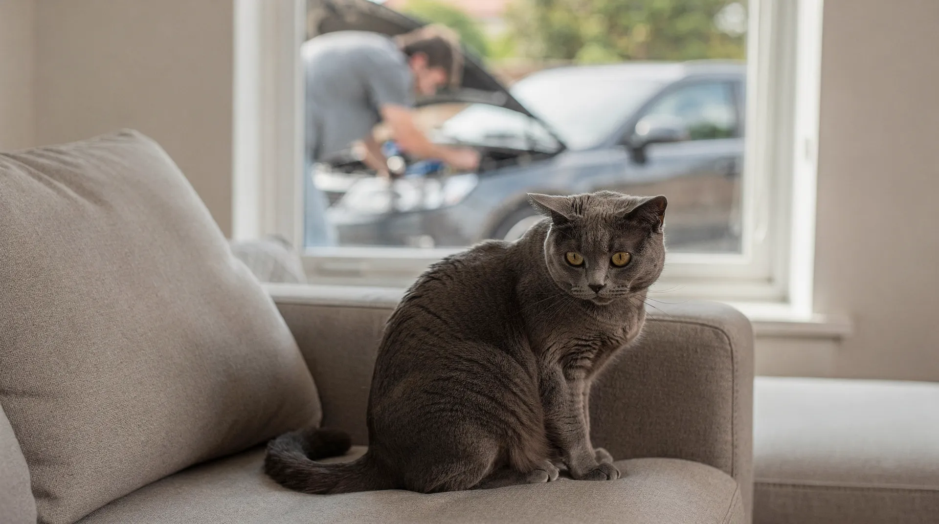 Chat observant une fontaine à eau en mouvement