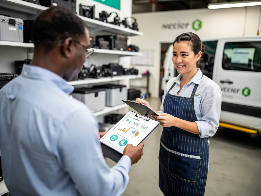 Advisor reviewing business debt and credit report with owner