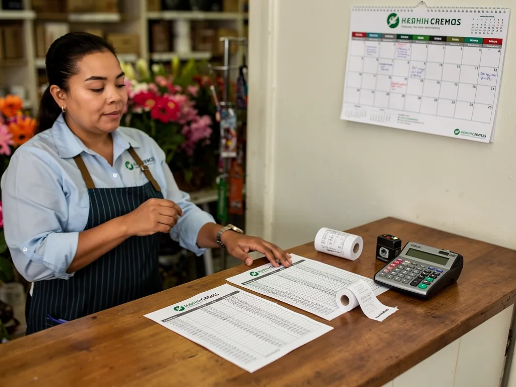 Small business owner tracking monthly cash inflows and outflows