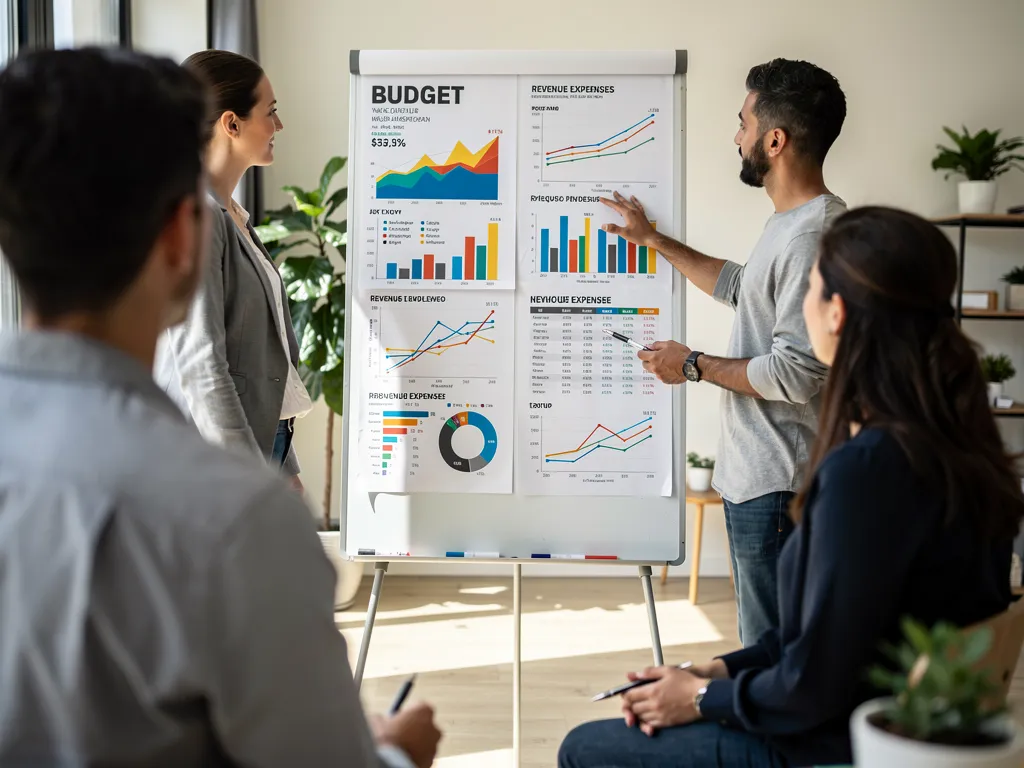 Business owner and advisor reviewing budget data together during a planning meeting